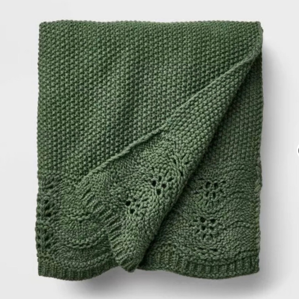 NWOT Scalloped Knit Throw Green - Threshold™ designed with Studio McGee